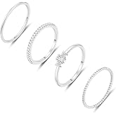 TOBENY Stackable Silver Gold Rings for Women Non Tarnish 14K Gold Plated Cubic Zirconia Ring Set Trendy Dainty Engagement Wedding Bands Thumb Rings Stacking Promise Statement Rings Jewelry Size 6-10