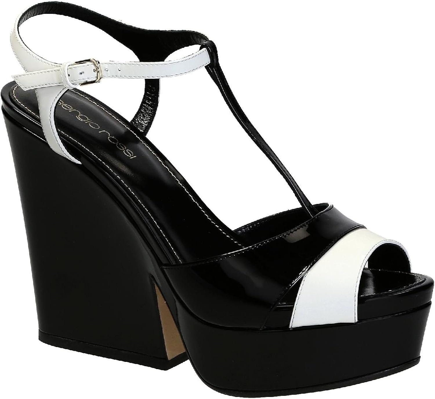 black patent platform shoes