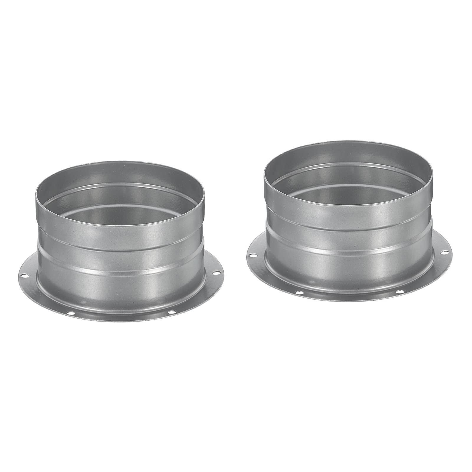 PATIKIL 4 Inch Duct Connector Flange, 2 Pack Metal Straight Pipe Exhaust Hose Flange for Heating Cooling Ventilation HVAC System