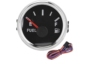 Marine Fuel Gauge, 52mm/2in Tank Level Gauge Waterproof 0-190ohm Pointer Meter for Marine Boat Car(Black)
