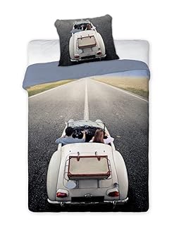 Cabrio Maxi & Mini Bettwäsche Bettwäsche Bettbezug 160 x 200 + Kissenbezug 70 x 80 Déco Vintage Zimmer ADO 100% Baumwolle