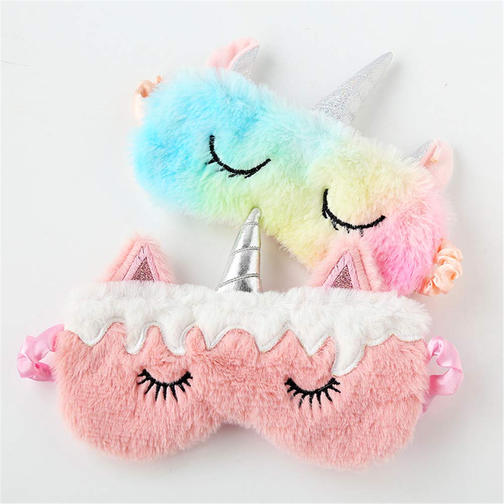 Cute Animal Sleeping Sleep Mask Soft Plush Blindfold Cute Rabbit Panda Koala Eye Cover Eyeshade for Kids Teens Girls Women (Unicorn Rainbow) : Beauty
