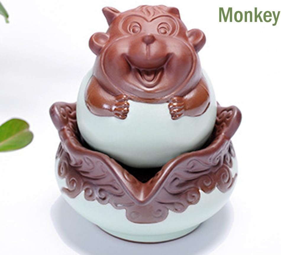 ToiM Chinese 12 Animal Zodiacs Theme Individual Kung fu Tea Set, Portable Pack (Monkey)