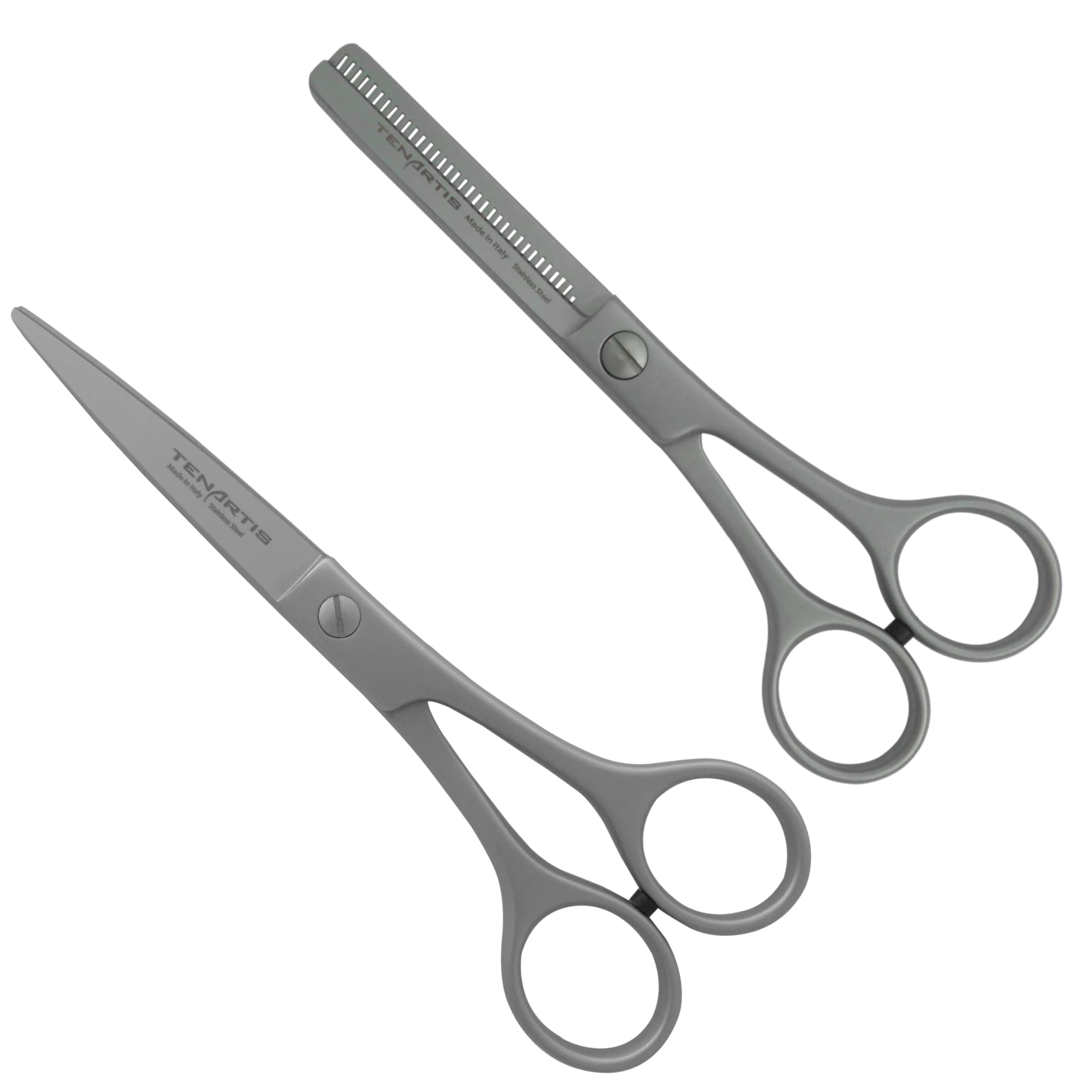 Tenartis 351 2-Piece Hair Scissors Set: Cutting and Thinning, Stainless Steel - Made in Italy