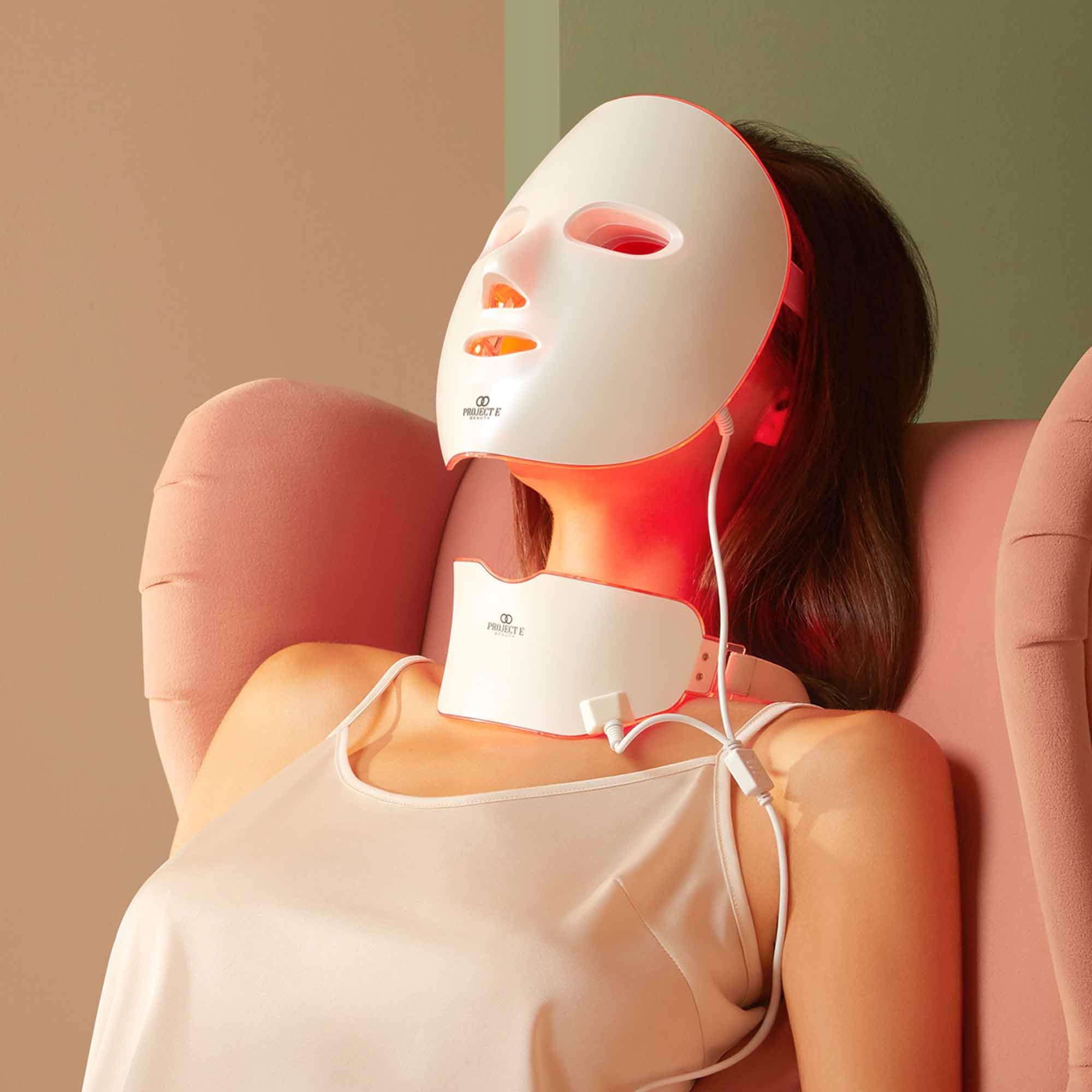 LightAura plus | LED Face & Neck Mask by Project E Beauty | Skin Rejuvenation | LED Therapy Photon Mask | 7 Colors | Anti Aging | Acne Spot Removal | Reduce Wrinkles | Anti-inflammation