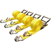 MJM Cargo 1.5" x 15' Ratchet Tie Down Straps (4PK) - 4400 LBS Break Strength - Heavy Cargo Hauling