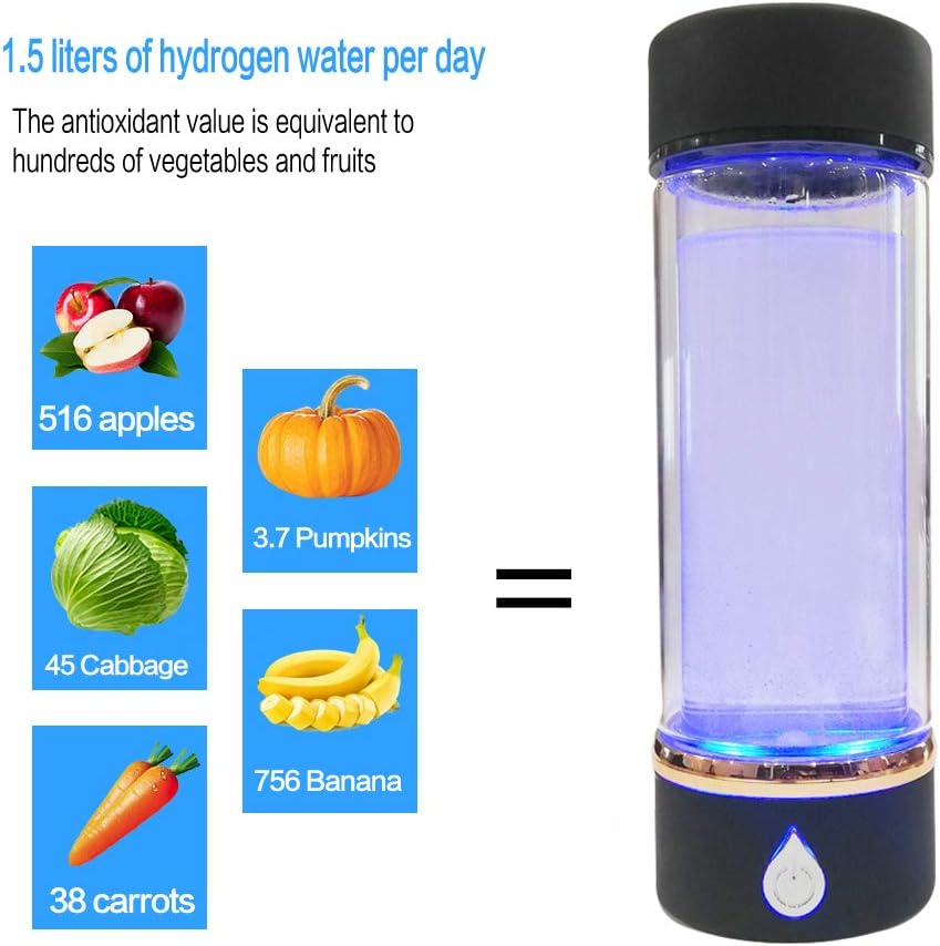 Portable hydrogen water bottle, hydrogen-rich water cup glass bottle hydrogen water bottle generator SPE and PEM hydrogen water generator: Home & Kitchen