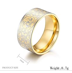 INRENG Men's Stainless Steel Rings Chinese Ancient