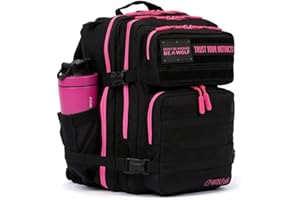 WOLFpak 25L Athletic Gym Backpack - Durable 1000D Waterproof Oxford Material with MOLLE Webbing, Laptop Pocket & Dual Cup Holders, Durable Fitness/Travel/Military Daypack (Pink Neon)