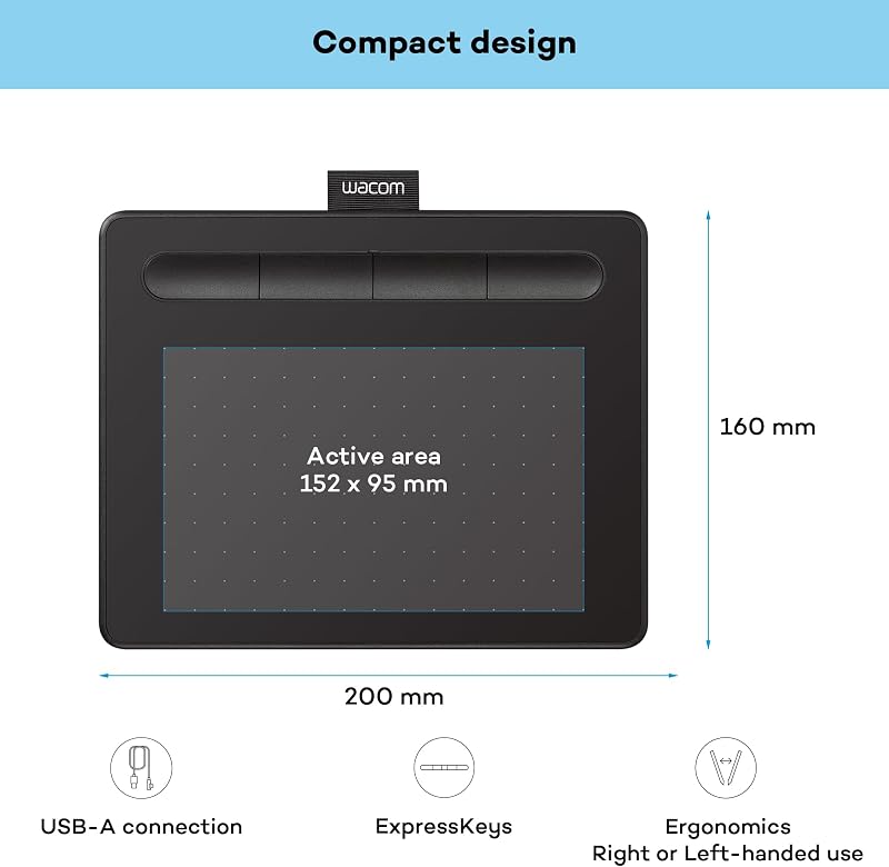 Intuos S, Stifttablet, inkl. Wacom Pen 4K (batterielos)