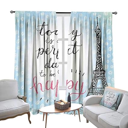 Amazon Com Despkon Eiffel Tower Decor Curtains Perfect Day Eiffel