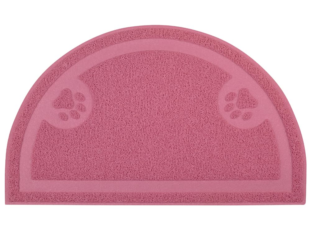 Paw Print Cat Litter Mat, Kitten Litter Mat, Door Mat, Semicircle,60x36cm (Dusty Rose)