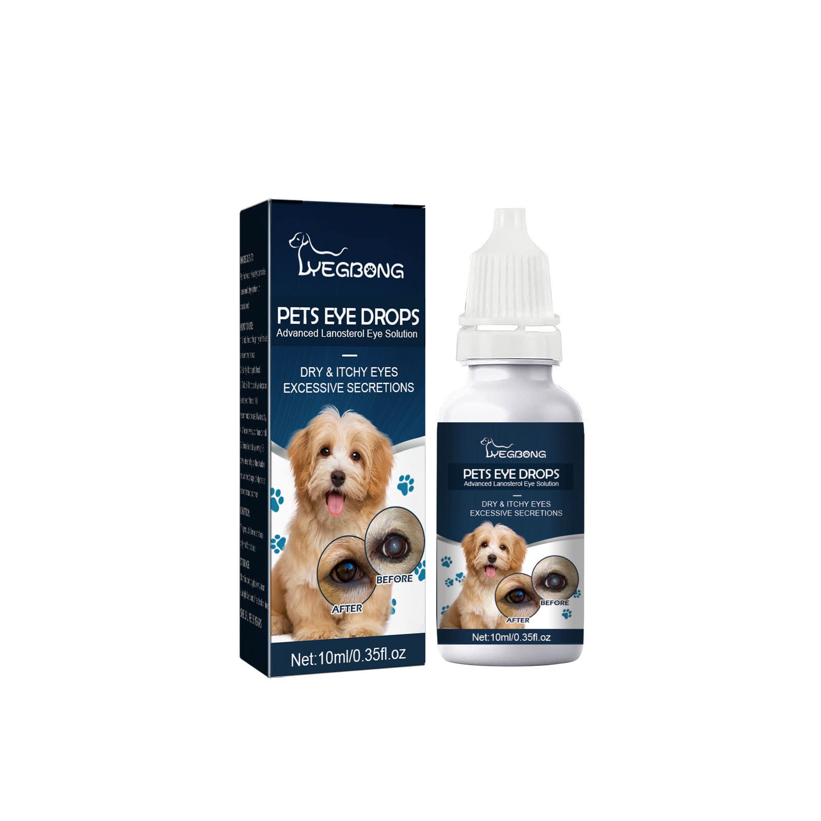 Ellisalano Pet Eye Drops For Cats And Dogs To Remove Tear Marks To Relieve Eye Itching Gentle Cleaning Drops (10ML)