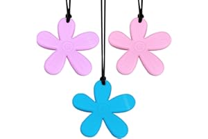 HEQXWL 3 Pcs Flower Silicone Chewing Necklace Suitable for Sensory Children, for Boys and Girls with Autism, ADHD, Anxiety or SPD Chewing Fidgeting for Boys Girls Adults Chewer