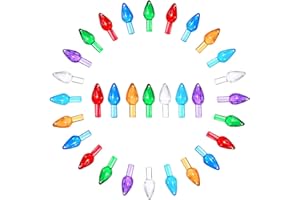 Christmas Plastic Bulb, 100PCS Replacement Lights Bulbs for Ceramic Christmas Tree - Flame Shape (Color Mixing)