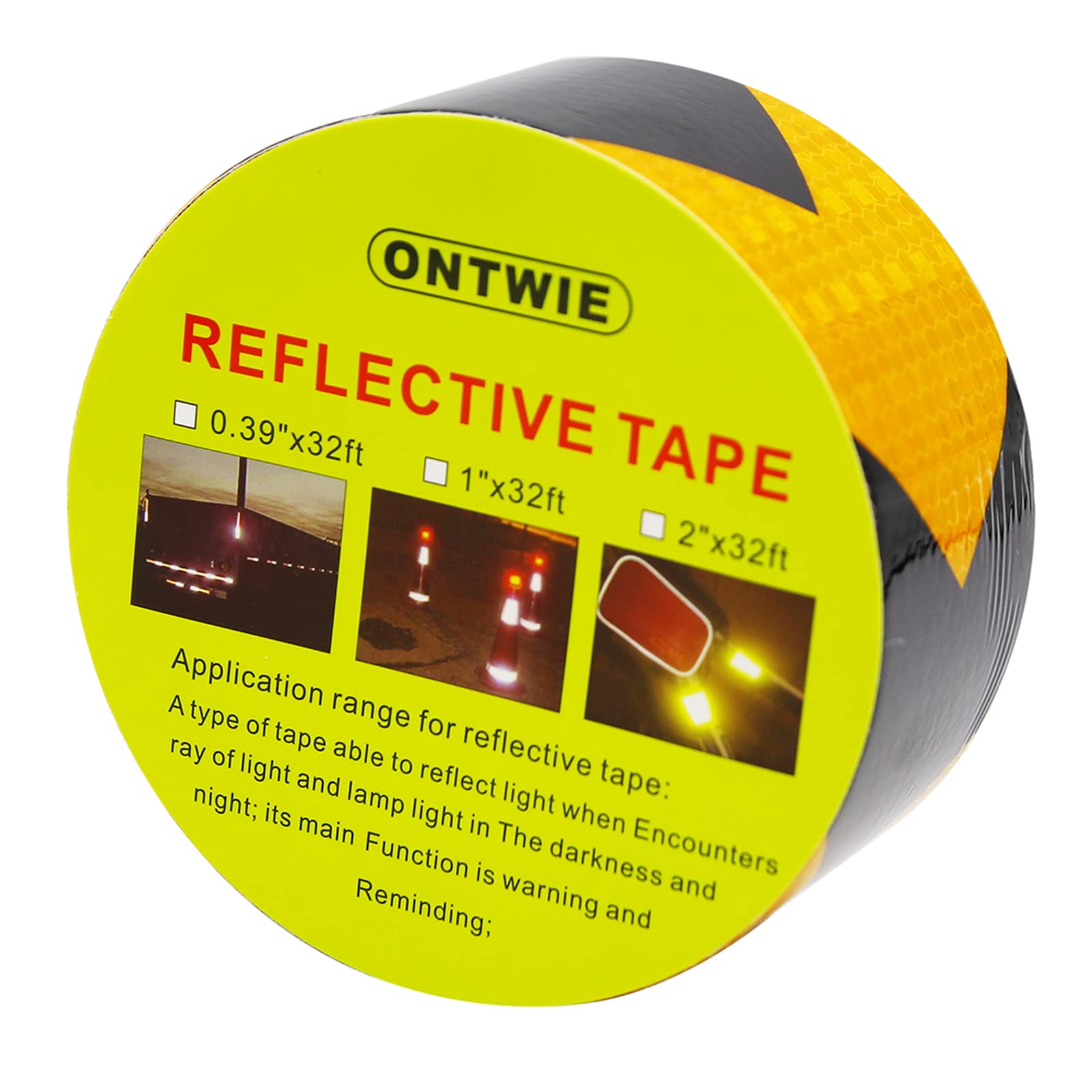Reflective Tape 33ft x 2in, ONTWIE Arrow Reflective Warning Tape Honeycomb for Trailers, Reflective Sticker Reflector Conspicuity Caution Warning Stickers High Intensity Waterproof - Yellow/Black