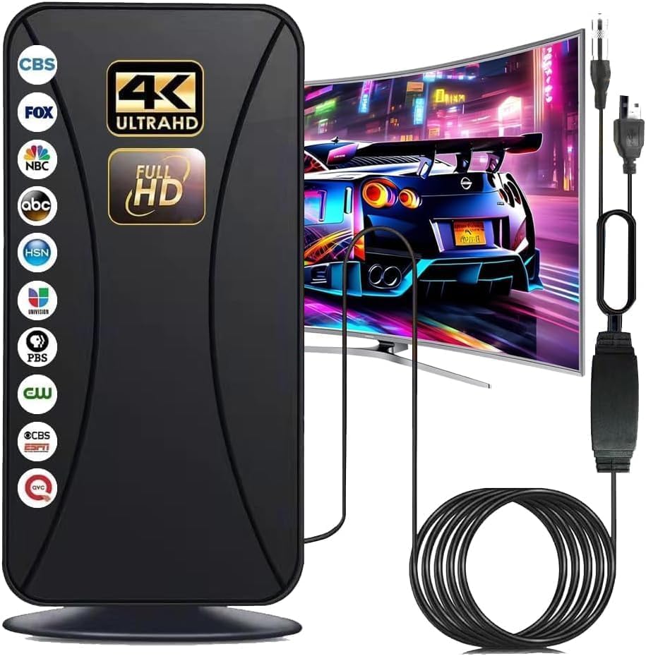Photo 1 of 2025 TV Antenna, 999+ Mile Long Range TV Antenna for Smart TVs and All Older TVs, Indoor Outdoor Clear Digital Antenna with 4K 1080p Support - Coaxial Cable and Amplifier