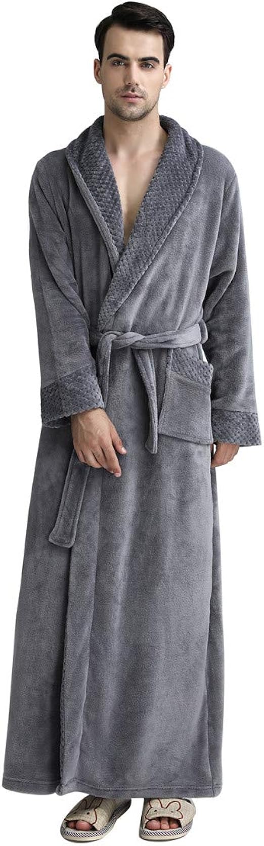 bademantel damen lang grau