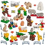 Smart Builder Toys 60 Piece  Animal Set Wild Farm Ocean Desert & Accessories (Duplo Compatible)