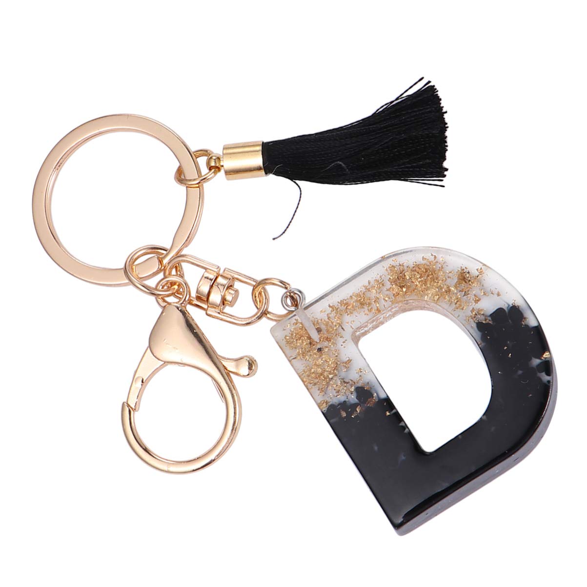 STOBOK 1 Pc Keychain Pendant English Alphabet Design Tassel Large Alphabet Letter Keyring Charm Key Chain for Women (Black D)