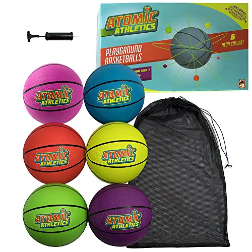 Atomic Athletics 6Pack of Neon Rubber Playground Basketballs Bulk