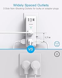 Surge Protector Outlet Extender with Rotating Plug