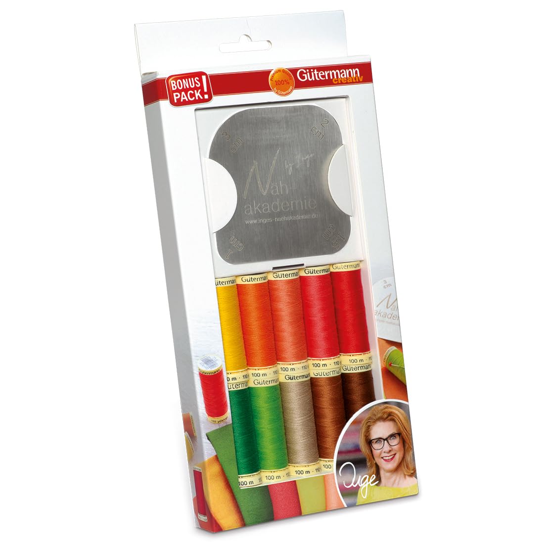 Gütermann creativ Sewing Thread Set with 10 spools Sew-All Thread 100 m in Inge’s Favourite Colours + one Sign and Ironing Pattern