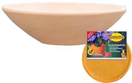 Hentschke Keramik Spar Set: Pflanzschale Grabschale + FlowerPad Ø 50 x 12 cm, terrakotta, 204.L50.53 mit Bodenloch