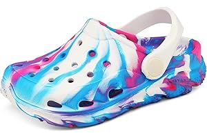 Cubufly Toddler Kids Clogs Garden Shoes for Boys Girls Marbled Tie Dye Water Shoes Slip on Sandals