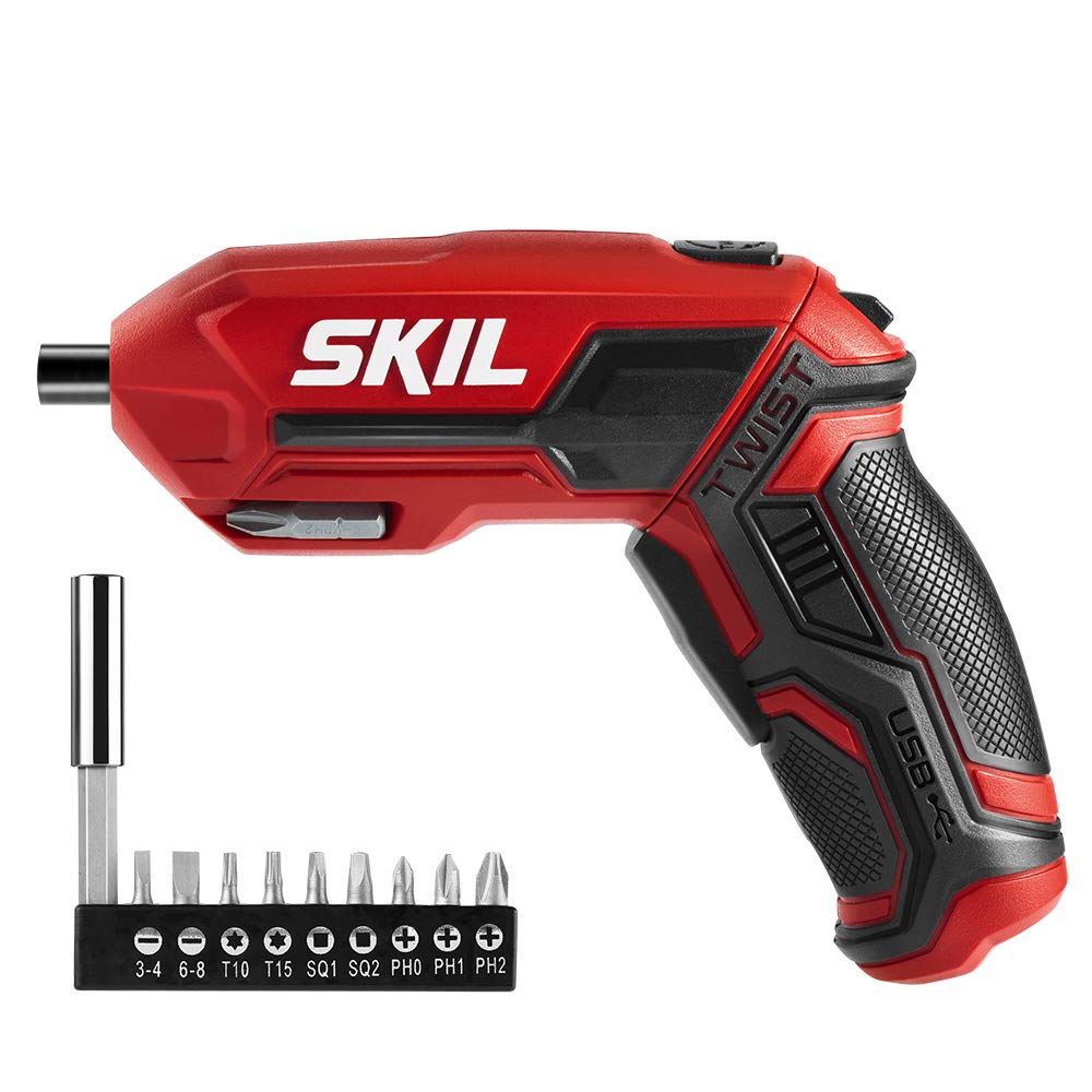 Photo 1 of SKIL 4V Pivot Grip Rechargeable Cordless Screwdriver, Includes 9pcs Bit, 1pc Bit Holder, USB Charging Cable - SD561802