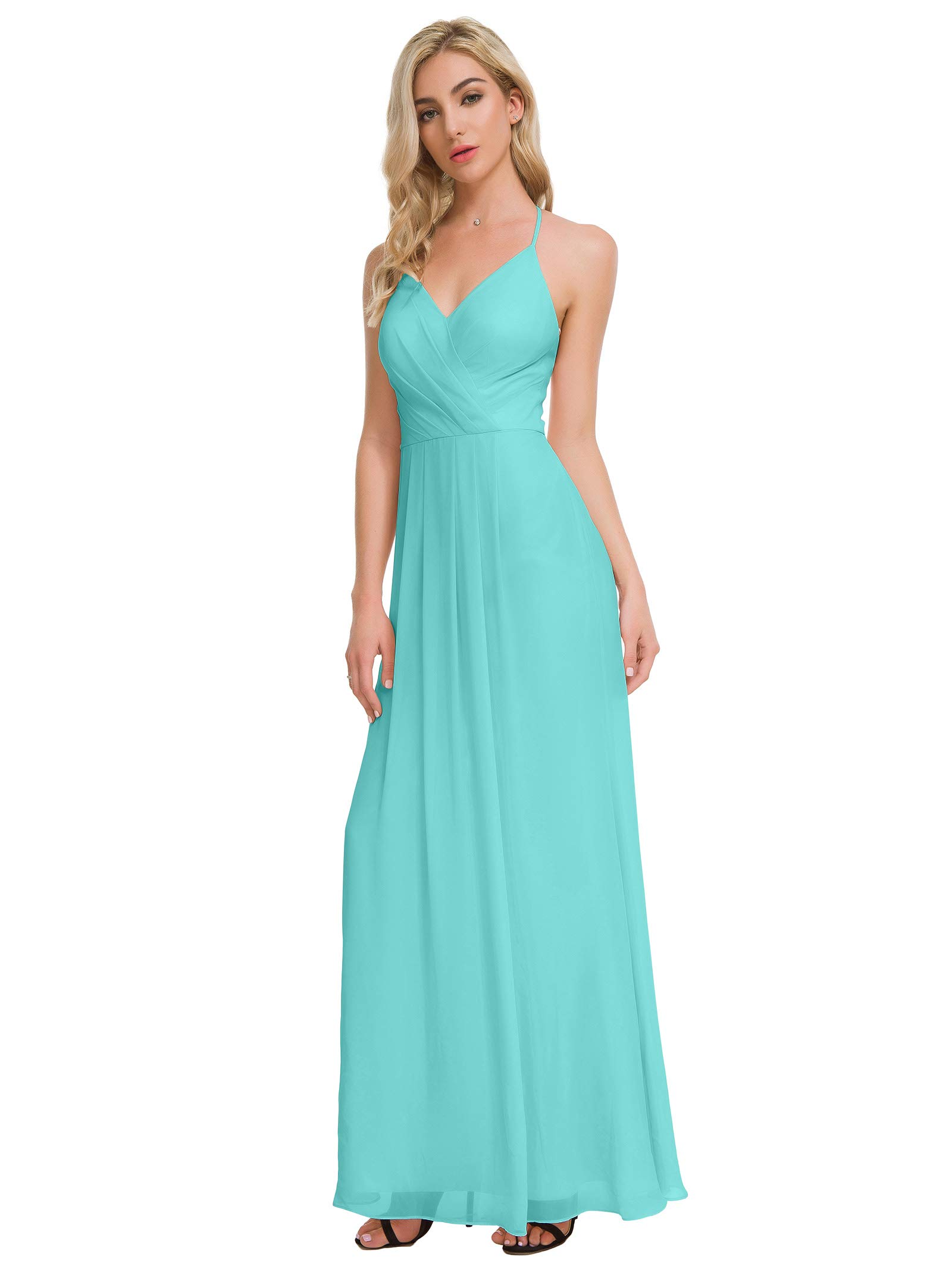 Alicepub Chiffon Long Bridesmaid Dresses for Women Formal Evening VNeck