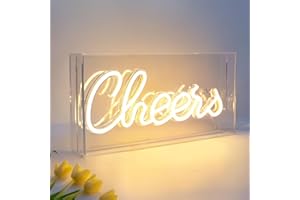 Cheers Neon Sign,3D Neon Light up Sign for Table Decor, Wall Decor, Bar, Pub, Bachelorette Party(Warm White)