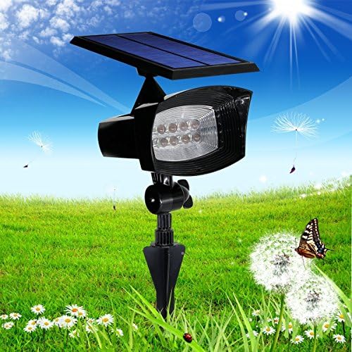 [Upgraded 400 Lumens ] Falove Solar Powered 8 LED ,2 in 1 Installation,Adjustable Light and Solar Panel,Solar Spotlight for Outdoor Garden Patio Garage Pathway Landscape, Etc