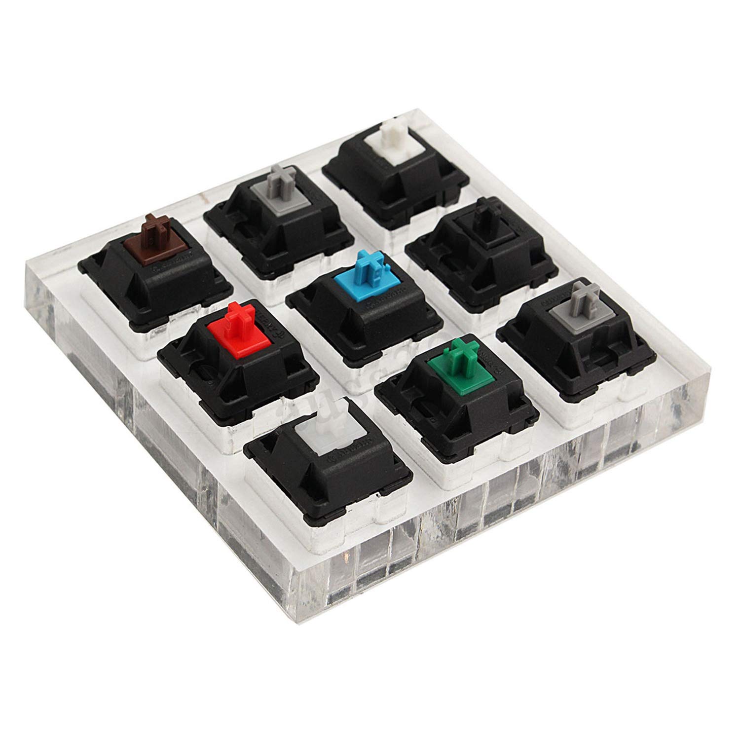 YRO Keyboard-Tester aus Acryl, 9 transparente Kunststoff-Tastenkappen, Sampler für Cherry MX Switches