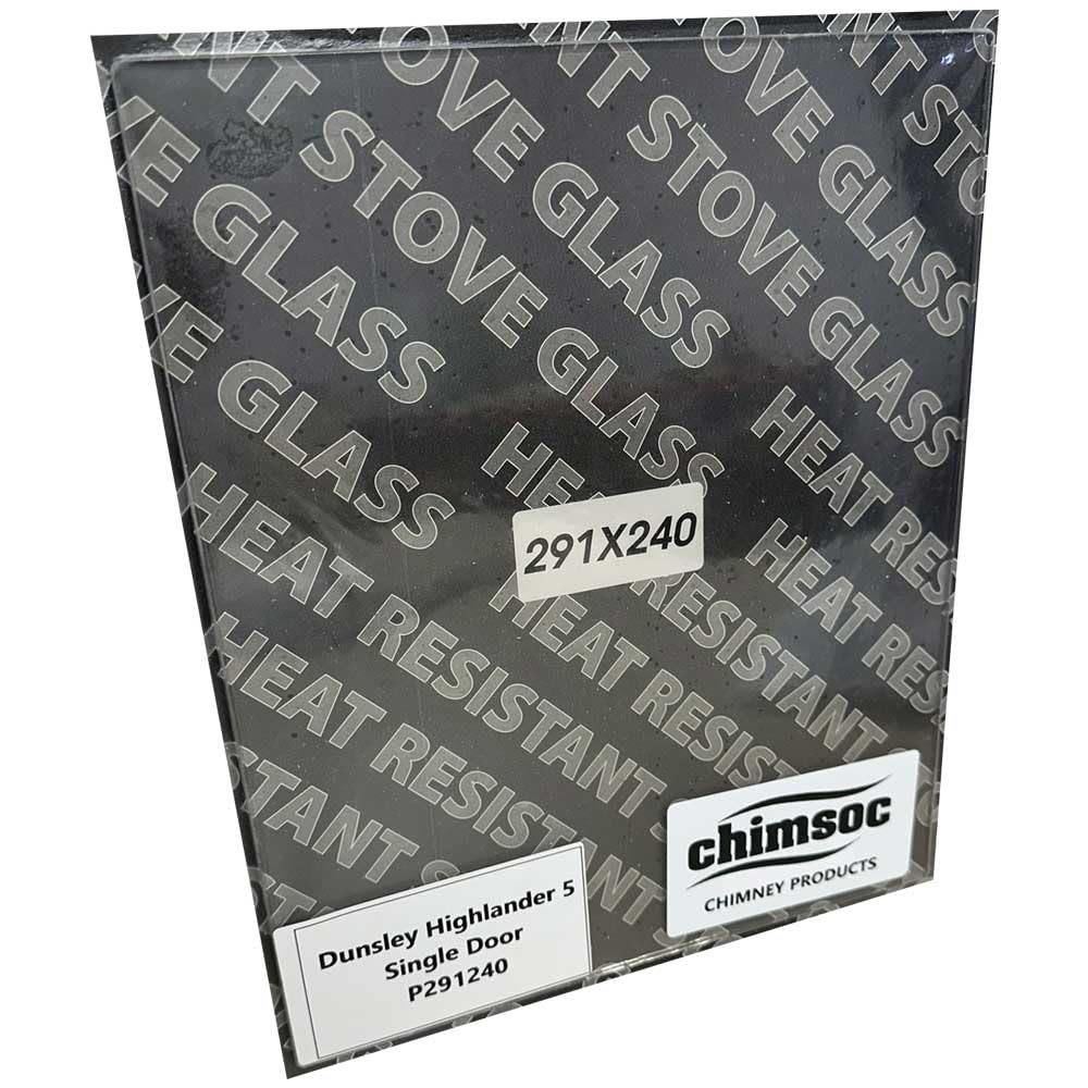 Chimsoc Replacement Stove Glass - Dunsley Highlander 5 Single Door (291mm x 240mm Rectangular)