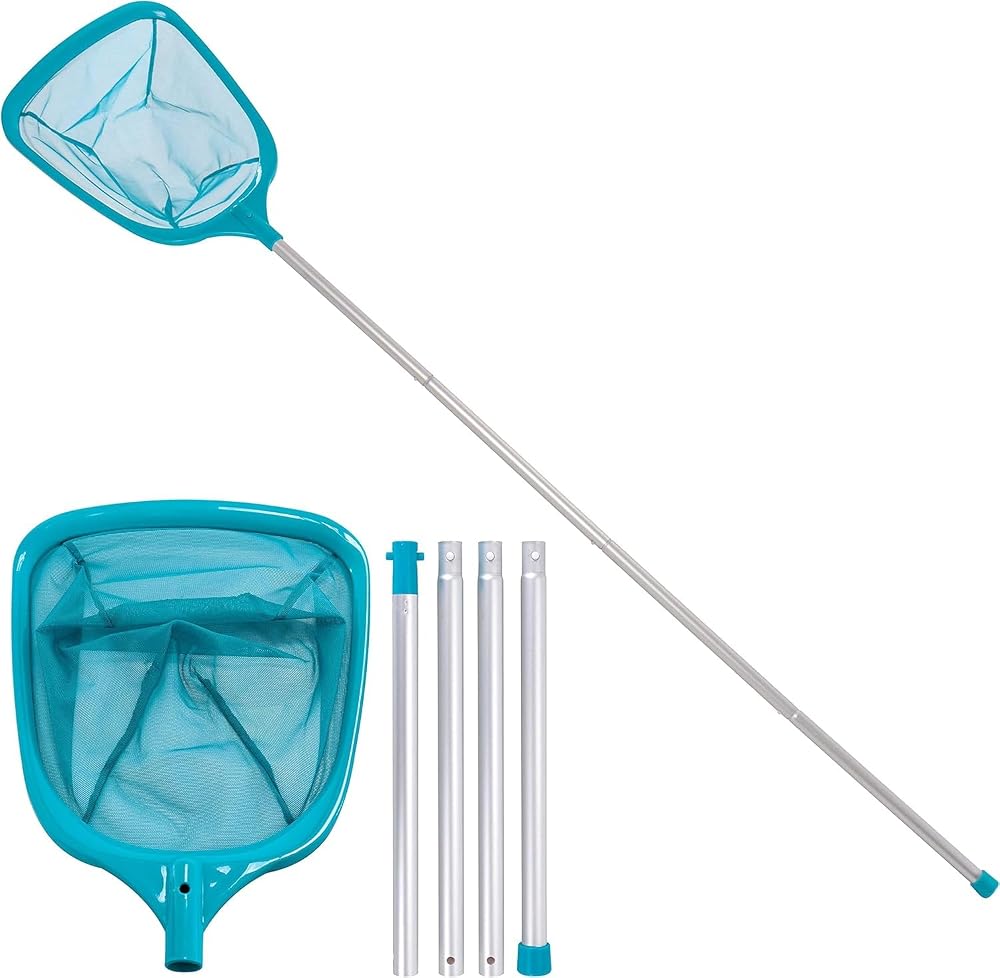 KAHEIGN 150CM Pool Skimmer Net with Pole Green Aluminum Telescopic Rods