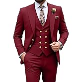 Men's Suit Slim Fit 3 Piece Double Breasted Suits Prom Tuxedo Set Formal Casual Jacket Blazer Vest Pant Wedding Suit for Men