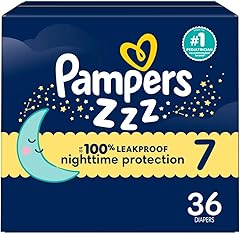 Pampers ZZZ Overnight Diapers, Size 7 (41+ lbs), 36 Count, Nighttime Protection Disposable Baby Diaper, Night Time Leak and S