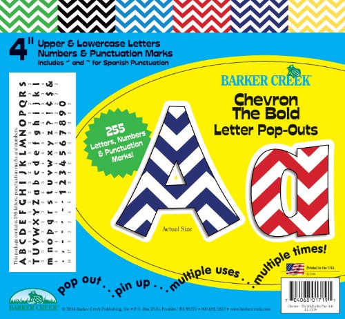 Barker Creek 4" Poster Letters & Bulletin Board Letter Pop-Outs, Chevron Nautical (LL-1719)