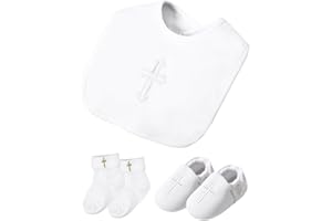 AGJ Baby Boy Baptism Shoes Set with Embroidered Cross Infant Girls White Christening Sneaker
