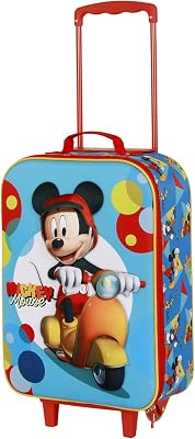 Mickey Mouse Scooter-Trolley Mala 3D Suave, Azul, 17 x 33 x 52 cm, Capacidade 26 L