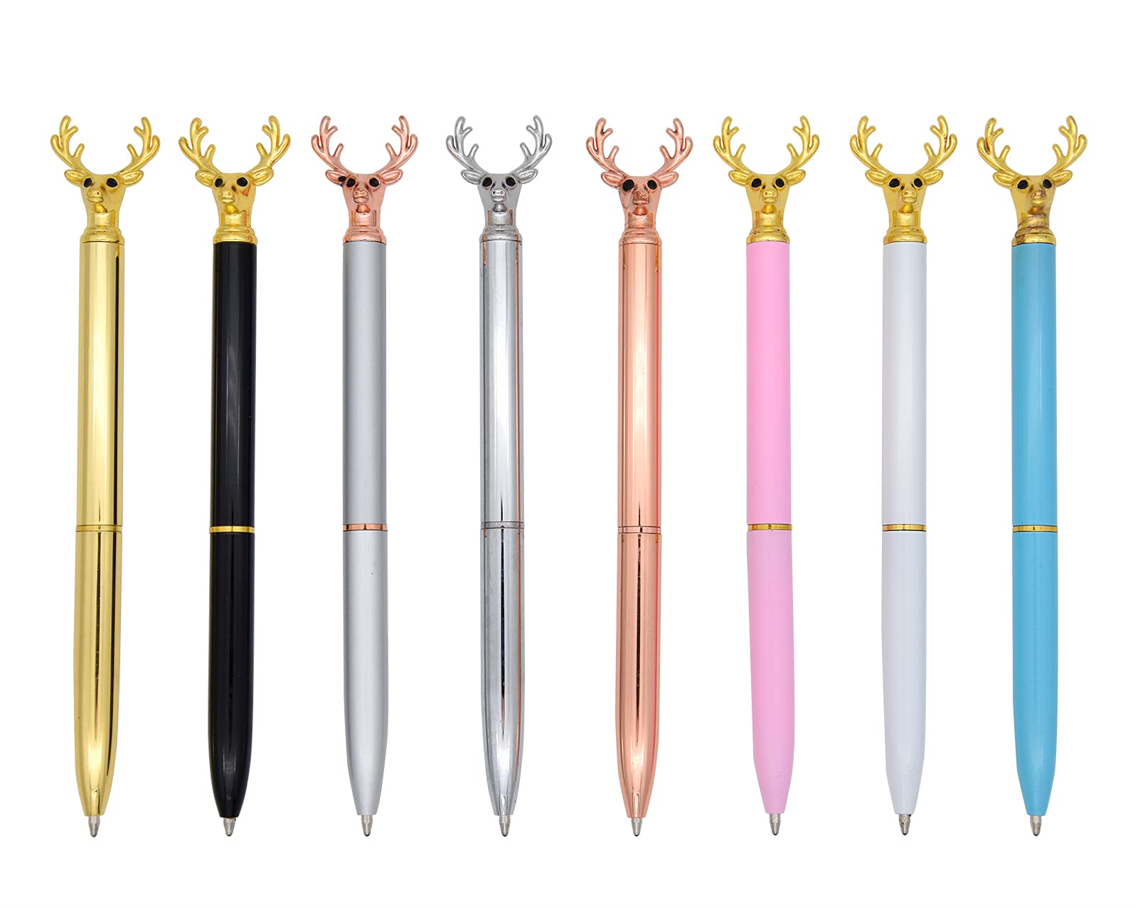 Gullor 8 Pieces Deer Head Shape BallPoint Pen Unique Christmas Pens Cute Animal Pen Black Ink, Multicolored C