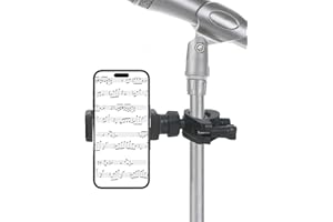Mic Stand Phone Holder, Flexible Phone Mount with 7.9" Removable Gooseneck for Microphone Music Stand, 360°Adjustable Phone H