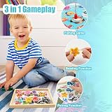 Vicloon Wooden Fishing Game 19Pcs Magnetic Bead Rod Toy Montessori 3+ Kids view 4