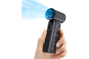 JISULIFE Portable Handheld Fan Life9, Turbo Power High Speed Air [18H Max Cooling Time], 5 Gear Wind, 5000mAh Rechargeable, Mini Pocket Design, Personal Fan for Travel Concerts Camping Makeup - Black