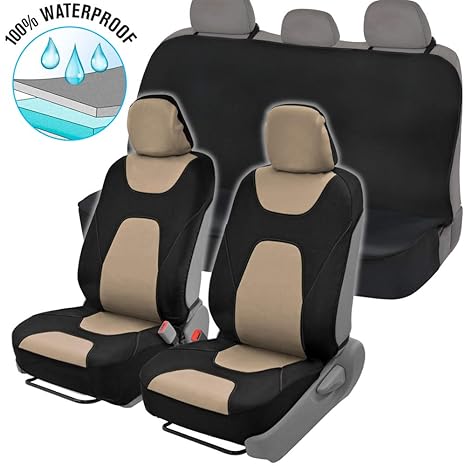 Neocloth Waterproof Car Seat Covers Protector Full Set Wback Bench Heavy Duty Blackbeige Tan