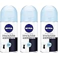 (Pack of 3 Bottles) Nivea INVISIBLE FOR BLACK & WHITE PURE Women's Roll On Anti-perspirant Deodorant (Pack of 3 Bottles, 1.7oz / 50ml Each Bottle)