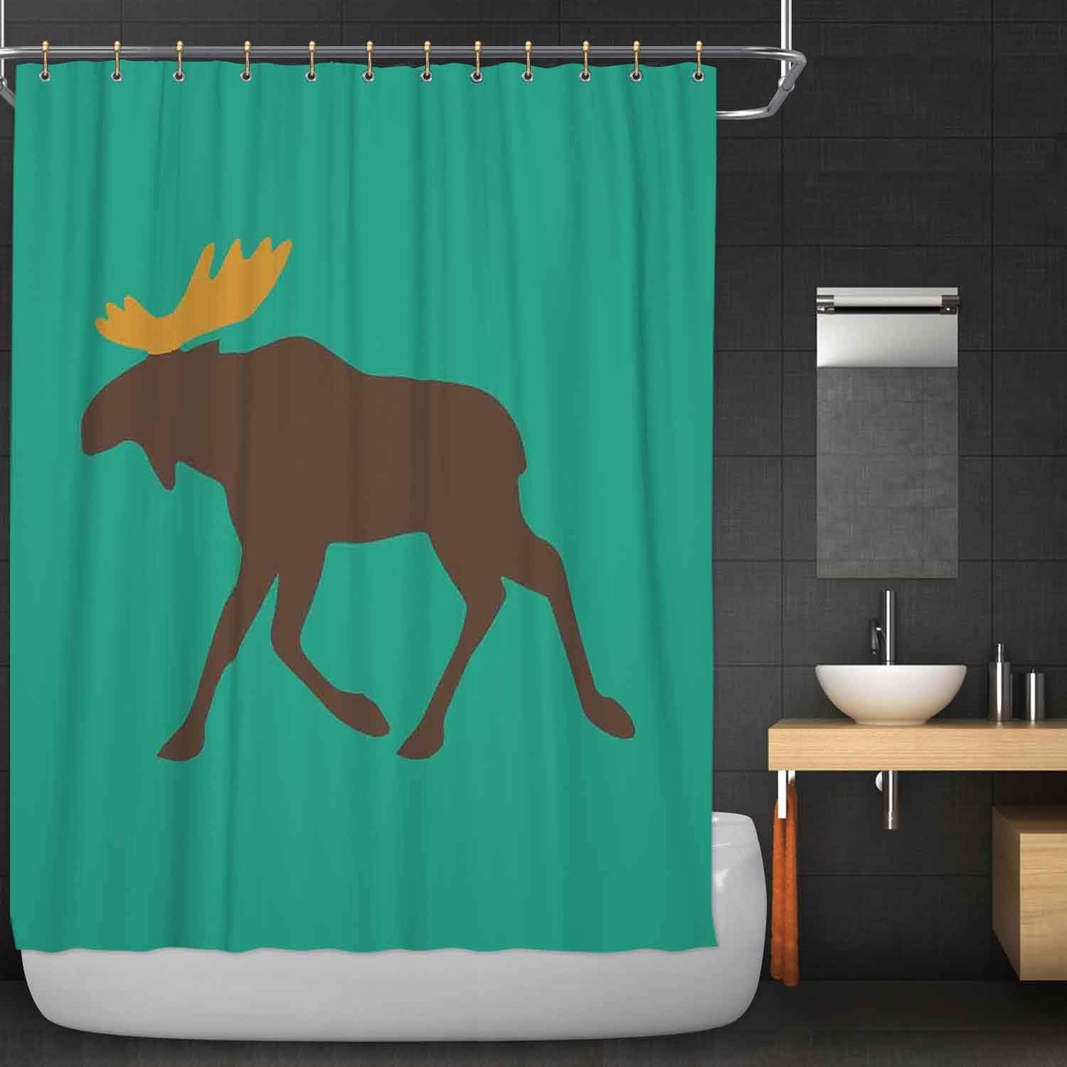 C Coaballa Moose Bathroom Decor Set Moose With Antlers Jeffcyb Deer Family Cute Creature With Artistic Design With Hooks 72 W X 72 H Amazon Ca Home Kitchen