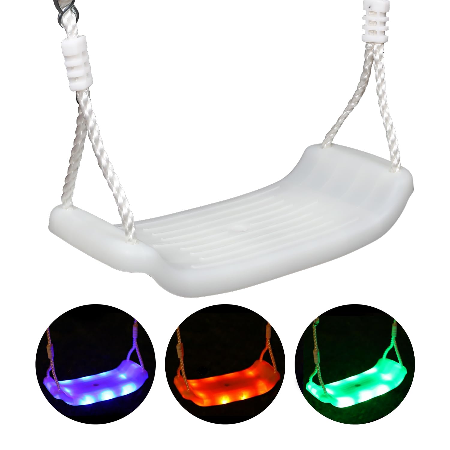 Photo 1 of OMNISAFE LED Lighted Swing with Adjustable Rope Plastic Coated Tree Swing for Indoor Outdoor
