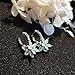 CICINIO 14K Cubic Zirconia Sky Blue Rhinestone Flower Stud Earrings, Dangle Hook Earrings Studs Hypoallergenic for Girls Women